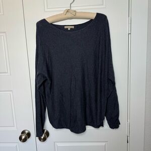 Joan Vass Blue Knit Crew Neck Sweater